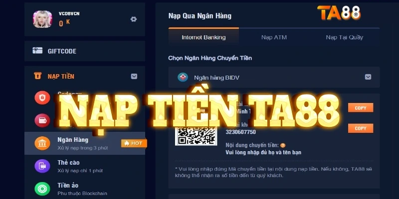  Điều kiện nạp tiền Ta88 trên trang Ta88 